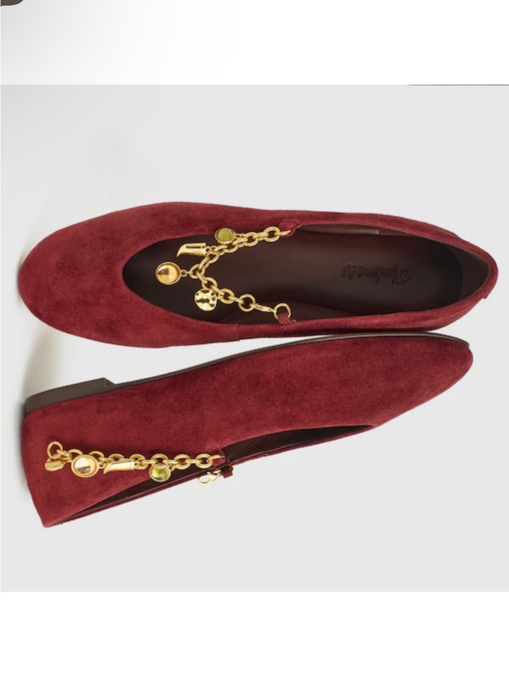 Madewell The Remy Burgundy Maroon Suede Chain Mary Jane Flat - NEW $168 - Picture 3 of 4